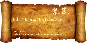 Nádassy Balabán névjegykártya
